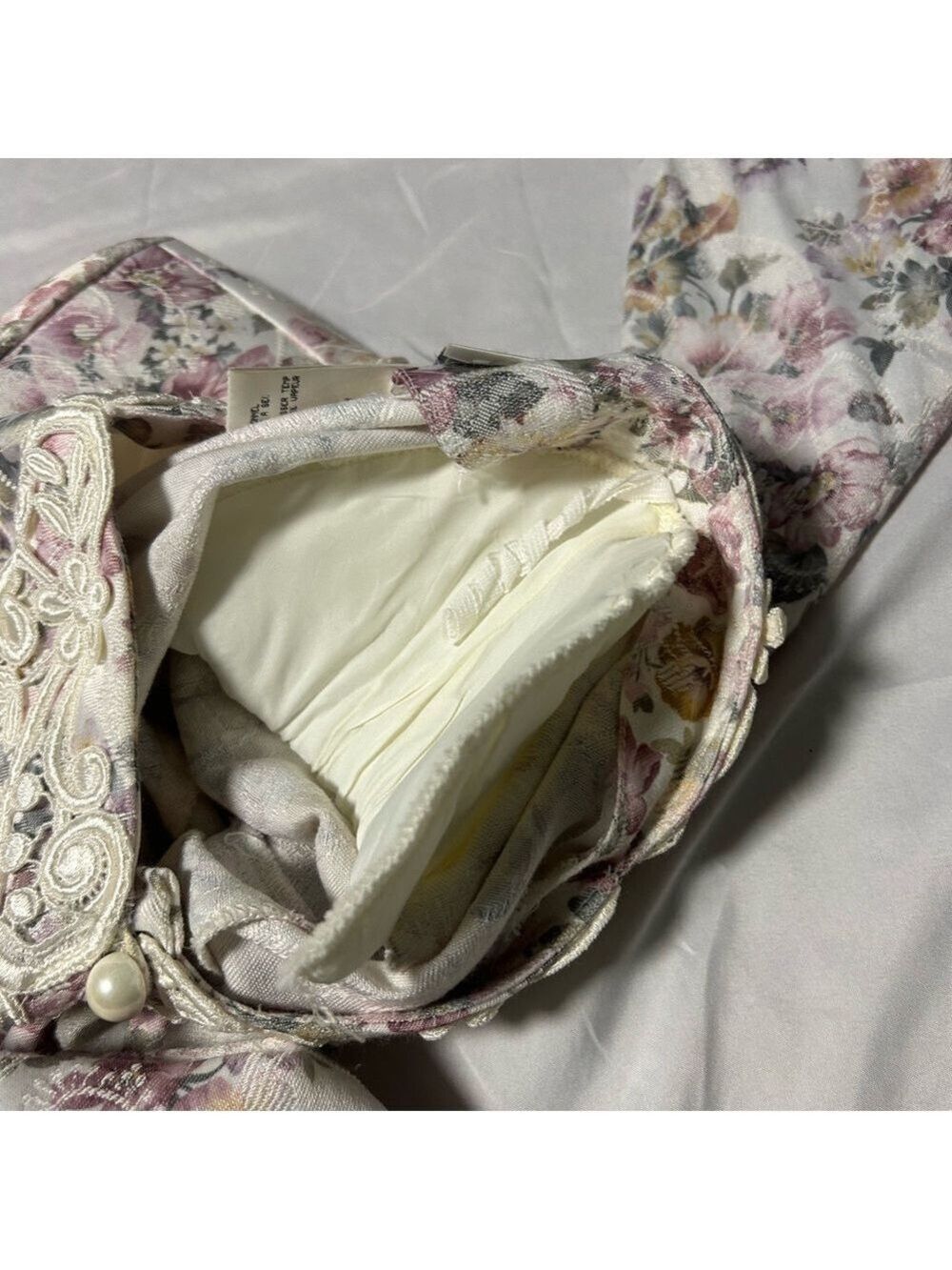 Scott McClintock Vintage 80s Ivory Brocade Skirt Suit Size 8 Petite Pearl Lace - Picture 10 of 16